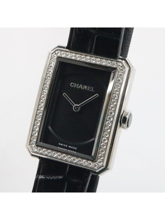 Chanel Boyfriend H6586 Black Diamond Bezel SS Leather Quartz main image 9